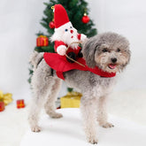 Funny Cute Pet Costume Santa Riding Cat Dog Outfits Christmas Party Clothes Fancy New Year Clothes - INSWEAR